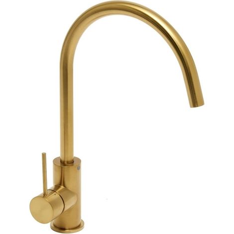 Swiss Aqua Technologies Monomando de fregadero Aurum sobre pedestal de 36,3 cm con brazo giratorio, oro cepillado (SATBAUR280BG)