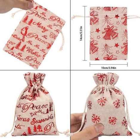Sacs En Toile De Jute - 21 X 15 X 5 5 Cm - Noël - 24 Pièces (1/4)