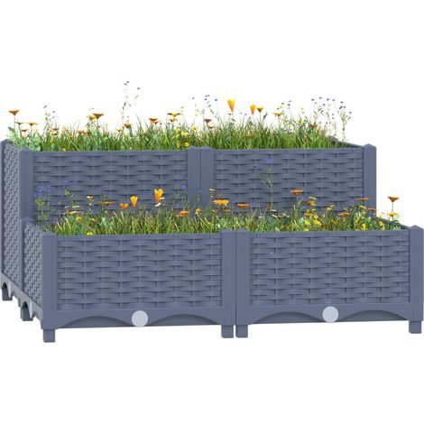 Jardinière de jardin - Balconnière à fleurs Lit surélevé 80x80x38 cm Polypropylène BV635508 - BonneVie (1/5)