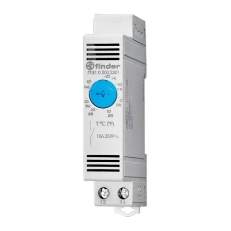 Finder Thermostat d'armoire 7T.81.0.000.2301 250 V/AC 1 NO (T) (L x l x H) 88.8 x 17.5 x 47.8 mm 1 pc(s) Q088102 (1/2)