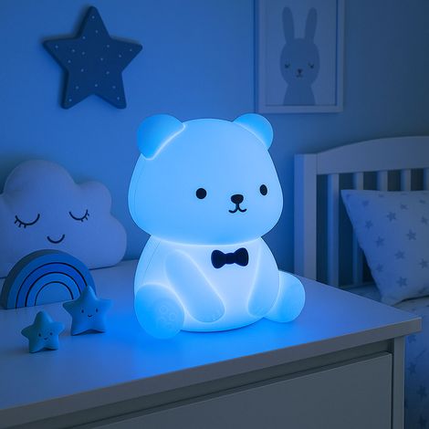 Tischleuchte LED Kinderlampe Nachtlicht Nachttischlampe Kinderleuchte Teddybär, RGB Farbwechsel, Touchdimmer, Timer, LxBxH  10,3 x 9,9 x 12,9 cm