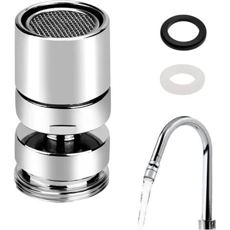 Aérateur de Robinet 360° Pivotant M22 Femelle ou M24 Male Filetage Mousseur Robinet Embout en Laiton Cuisine Economiseur d'eau pour Robinet Salle de Bain avec 22mm 24mm Adaptateur (1/5)