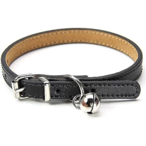 Collier en cuir pour chats et chiots, ajustable de 20 à 27 cm, rouge (1/5)