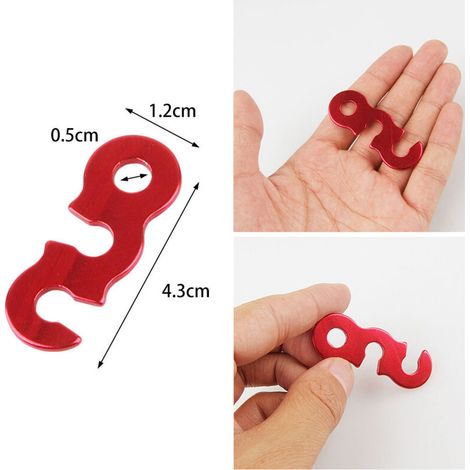 Tendeur de Corde Camping en Alliage d'Aluminium Ajusteur de Corde Tendeurs pour Tente Bâche Randonnée (Rouge - 12 Pièces) (1/3)