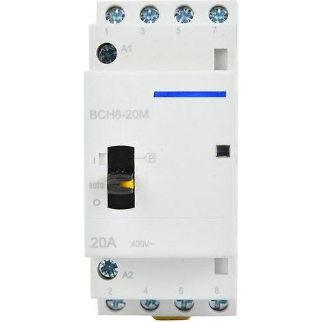 BCH8-20M Haushalts-Wechselstromschütz 24 V 20 A 4-polig DIN-Schienenschütz mit manuellem Steuerschalter (4 Schließer)