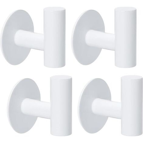 Crochet Adhesif Mural, 4 Pièces Accroche Serviette Salle de Bain, Porte Manteau Mural Sans Percage, Crochet Autocollant en Acier Inoxydable, Crochet Mural Blanc pour Chambre (1/5)