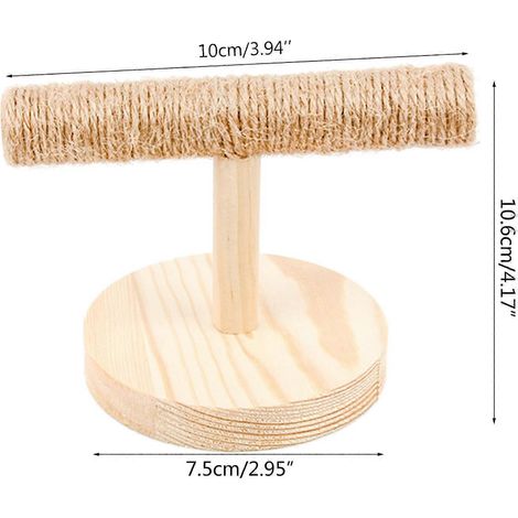 Perchoir en bois naturel pour perroquet, support en tige de bois avec base, table d'appoint pour oiseaux de compagnie, jouet à griffer, jaune clair (1/3)