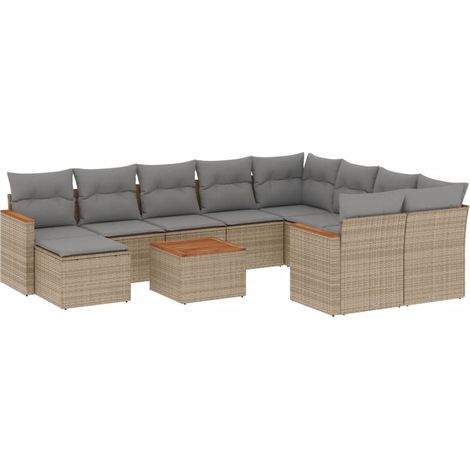 Maison Exclusive - Patio Sofa Set 11 plaza Beige mezcla (1/5)