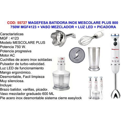 MAGEFESA MESCOLARE PLUS 750W MGF4123 Edelstahlmixer mit Glas und Zerkleinerer