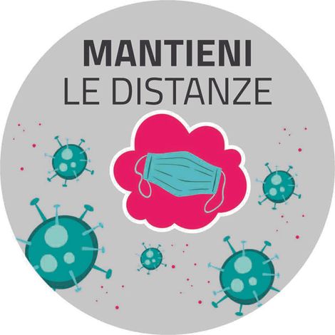 Bollo adesivo calpestabile mantieni le distanze cm.30x30