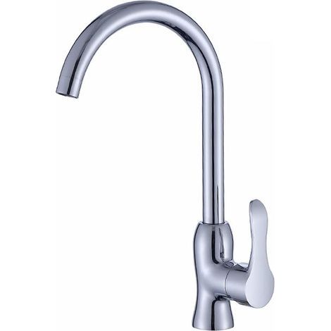 Robinet de Cuisine à Levier Unique Bec Haut Arqué Robinet de Cuisine Rotatif à 360 ° Chrome Mitigeur Européen Moderne avec Adaptateur 1/2" et 3/8" (1/5)