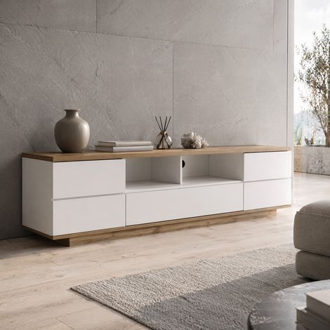 Mobile TV 180 cm effetto legno e bianco con 5 ante, MDF DESVIAE (1/5)