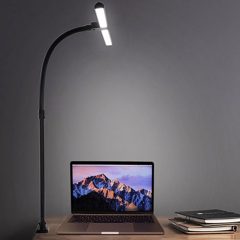 Schreibtischlampe, Doppelkopf-Klemmleuchte, LED-Schreibtischlampe, Nachtlicht für Schüler, Lernlampe, augenschonende Beleuchtung, europäischer Standard 100-240V. (1/5)
