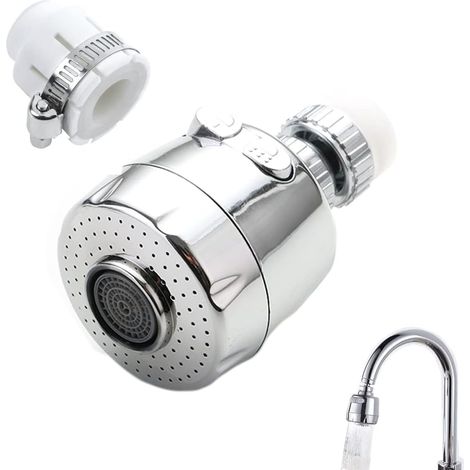 Aérateur de robinet, robinet rotatif à 360°, mode 2 vitesses, filtre économiseur d'eau réglable, utilisé pour la cuisine et la salle de bain, tête de buse de robinet flexible (courte) (1/5)