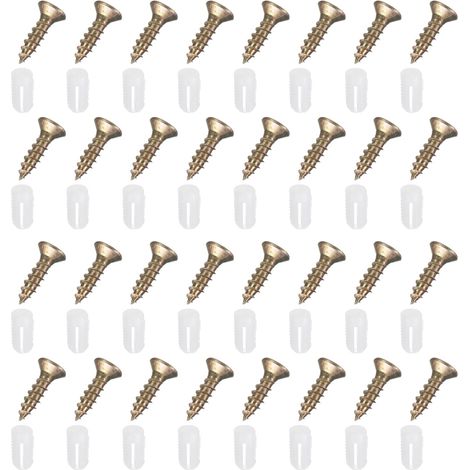 100Pcs Chevilles Plastiques 5.2x12mm Pour Meubles Armoires Portes Avec Vis Auto-Taraudeuses M4, Blanc (1/5)