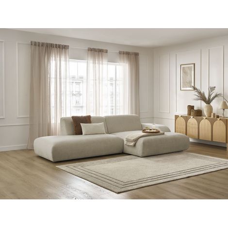BOBOCHIC - Canapé d'angle fixe SIRIUS tissu texturé Angle droit  Beige (1/5)