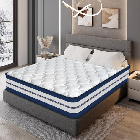 Matelas 140X200 cm, épaisseur 23 cm,avec une structure hybride de ressorts ensachés indépendants et de mousse à mémoire de forme, un soutien solide, un rebond rapide et propice au sommeil (1/4)