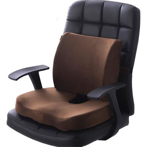 Sitzkissen mit Lendenwirbelstütze – Komfortables Polyester-Set für Büro und Zuhause – Flanellbezug – Sitz- und Rückenlehnenkissen-Set (1/5)