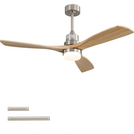 REDOM - Ventilateur de plafond 132 cm, moteur DC silencieux, éclairage LED dimmable, métal et bois, nickel brossé (1/5)