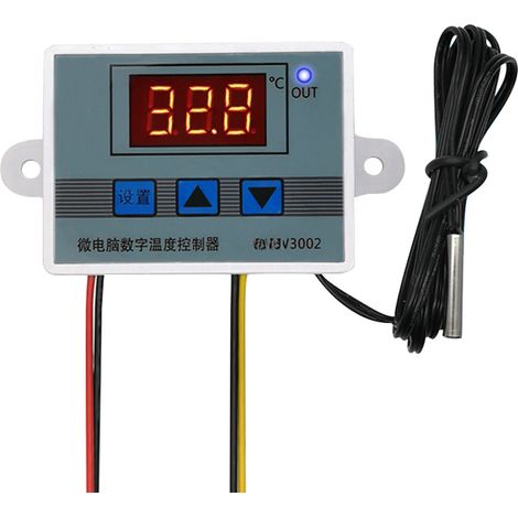 Thermostat Digital 12V -50-110°C Sonde Imperméable 1M Régulateur Chauffage Refroidissement 10A Affichage LED Pour (1/5)