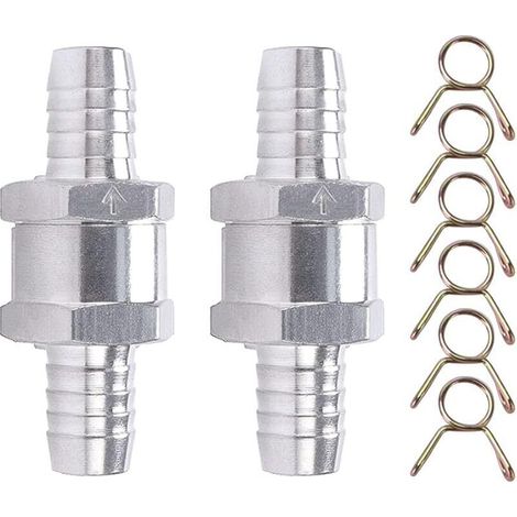 2 Pièces Clapet Anti-Retour, 12mm D'aluminium Carburant Non Retour Clapet Anti-Retour, avec 6 clips à ressort, pour Essence Diesel Carburateur Systèmes de Carburant à Basse Pression (1/5)