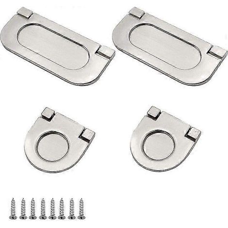 Ensemble de 4 poignées de meubles invisibles en acier inoxydable - 2 mini-poignées et 2 poignées rectangulaires avec vis (1/5)