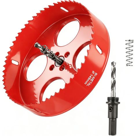 Scie Cloche 145mm HSS M42 Bi-Métal, Scies-cloches Bois avec Adaptateur Tige Triangulaire et Foret de Centrage - pour Placo, Plâtre, Plastique (1/5)