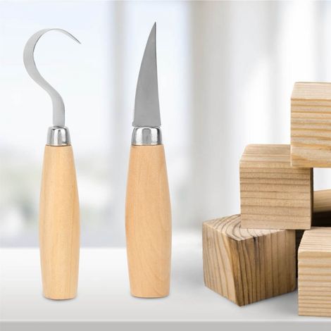 Holzbearbeitungsmesser aus Edelstahl, Schnitzmesser, gebogen, gerade (1/5)