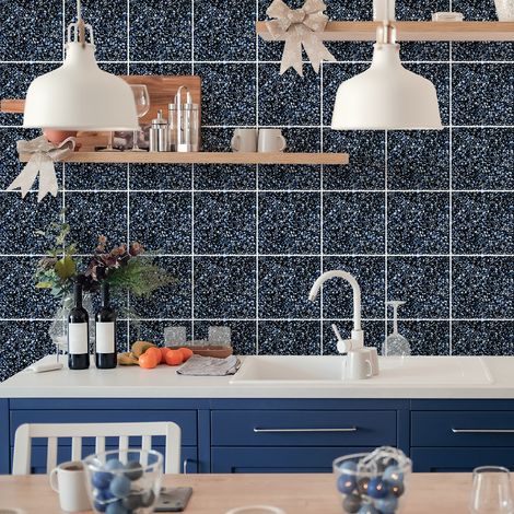 Sticker Mural Carrelage adhésif Cuisine Salle de Bain - 30 STICKERS CARRELAGES TERRAZZO MARIO - 30stickers10x10cm (1/5)
