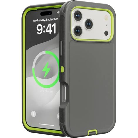 (Vert-gris, iPhone 17e) Coque de protection hybride 3-en-1 Ott ultra-résistante, avec protection antichoc en polycarbonate (1/5)