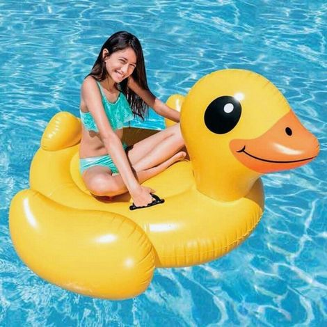 Intex – Bouée gonflable canard jaune à chevaucher – 2 poignées de maintien – Vinyle résistant – Pour enfants à partir de 3 ans