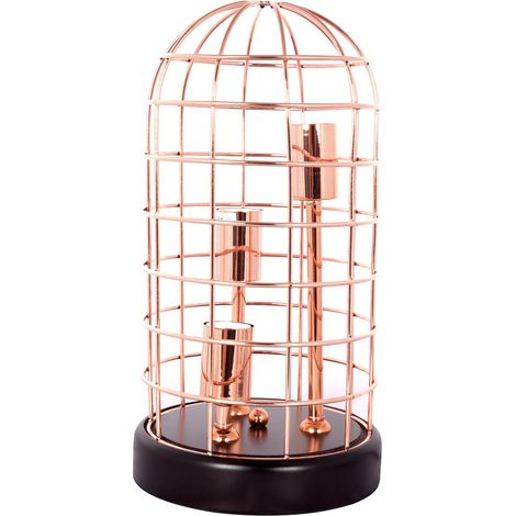 Lampada da tavolo Kepler in rame con design a gabbia (1/3)