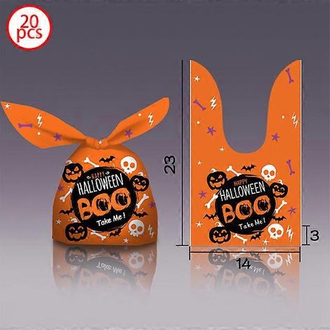 20 sachets cadeaux en plastique en forme de lapin pour Halloween, parfaits pour les enfants. Idéaux pour les fêtes d'Halloween, ces sachets peuvent également servir de sacs à biscuits et desserts.
