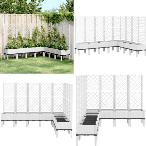 Jardinière avec treillis blanc 200x160x142 cm PP - Jardinier - Pot De Fleurs - Plante Grimpante - Décoration Extérieur - Rotin - Home & Living (1/5)