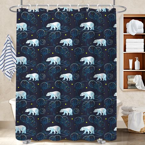 Rideau de douche tissu polyester 180x180 avec anneaux voile de douche pour solution pour angle difficile (1/5)