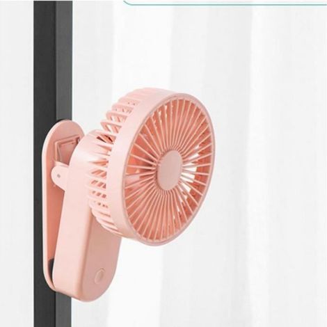 Ventilateur Clip - Batterie Rechargeable 1200 mAh - USB Portable - Pour Poussette Lit Camping Voyage - Rose - 1 Pièce (1/4)