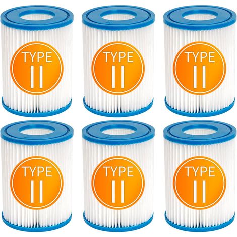 Passende Ersatzfilterkartuschen für Best-Way Typ II 58094 aufblasbaren Poolfilter, kompatibel mit Lay-Z Spa Whirlpoolfilter, 4,2", 5,4", 6er-Pack.