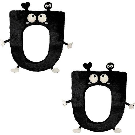 Tapis de toilette épais pour l'hiver, tapis de toilette chaud noir (1/5)