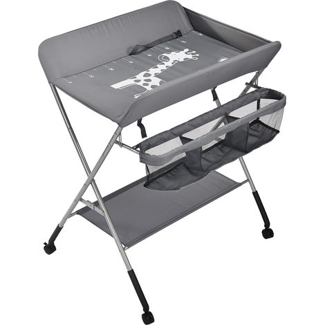 Aqrau Table à Langer Pliable et Portable, convient de la naissance à 18 mois - Gris Foncé