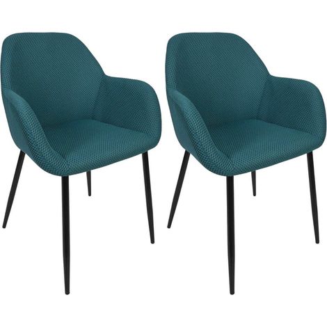 Lot de 2 fauteuils de table en tissu texturé maille 3D bleu - ELECTRON (1/5)