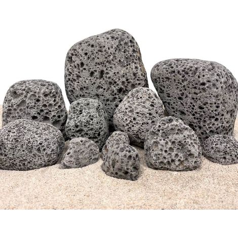 Aquarium Natursteine Black Lava Pebbles Steine 10 kg Mix Größe S-L