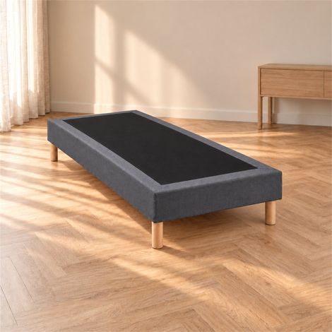 Sommier tapissier déco 90x200 cm Gris - Hauteur 30 cm - Pieds inclus (1/5)