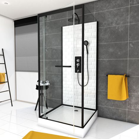 cabine de douche carrée 90x90x230cm à motif carreaux de métro - underground square 90