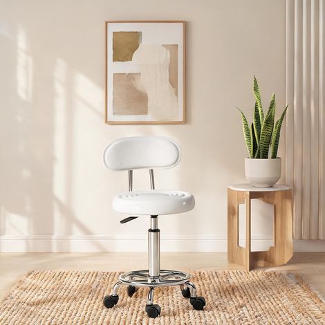Tabouret coloris blanc en polyester acier 40 x 32 x 86 cm (1/5)