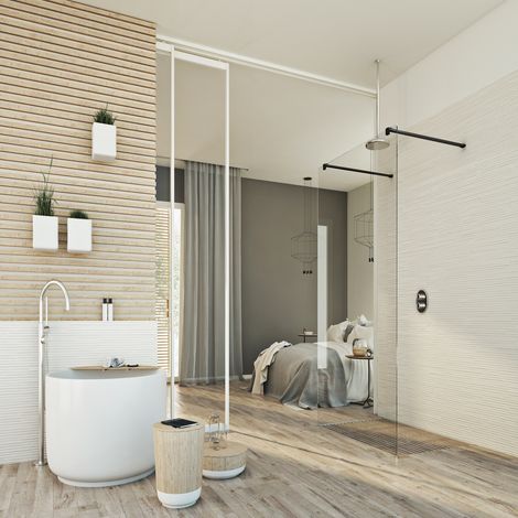 Duschwand in Klarglas 8 mm h 198 mod. Walk In Black Free 70 cm