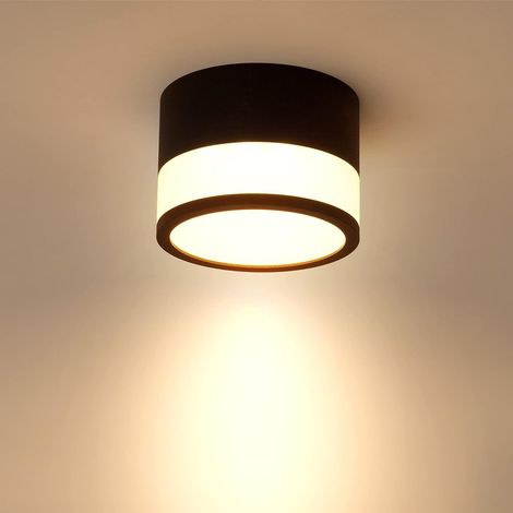 Plafonnier LED rond noir 12W 3000K blanc chaud 1 pièce luminaire spot aluminium Ø10cm 230V pour salon couloir chambre salle à manger cuisine (1/5)
