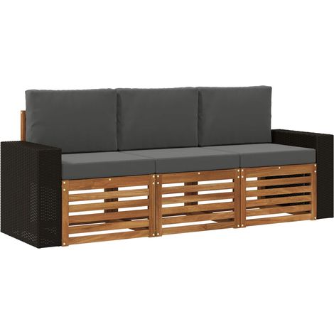 Juegos de sofás con cojín 3 pcs Madera de Acacia Sólida vidaXL