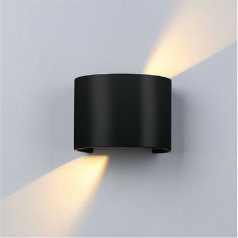 Lampe Murale Noire 28led 12w Ip55 Lumière Froide 6500k Lumière Chaude 3000k Up & Down Es44 (1/2)