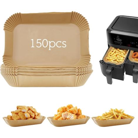 Lot de 150 papier sulfurisé, double couche silicone, résistant graisse, friteuse air chaud 3,5-10L (1/5)