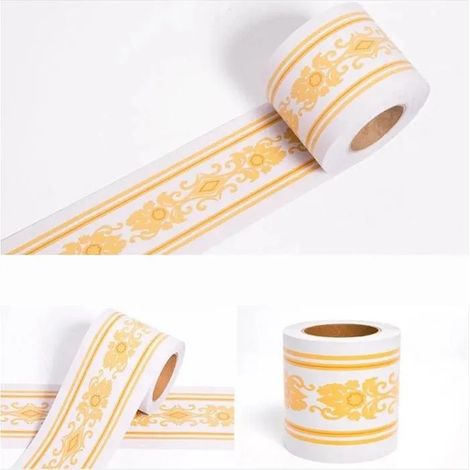 Frises Papier Peint Motif jaune 12 x 500 cm, moulure murale autocollante, plinthe adhésive PVC. - Motif Ja - Motif Jaune 12 x 500 cm (1/3)
